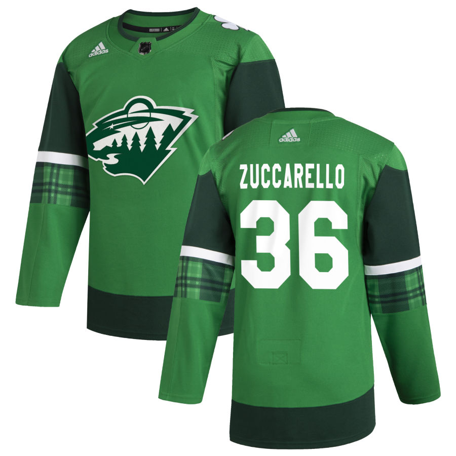 Minnesota Wild #36 Mats Zuccarello Men Adidas 2020 St. Patrick Day Stitched NHL Jersey Green